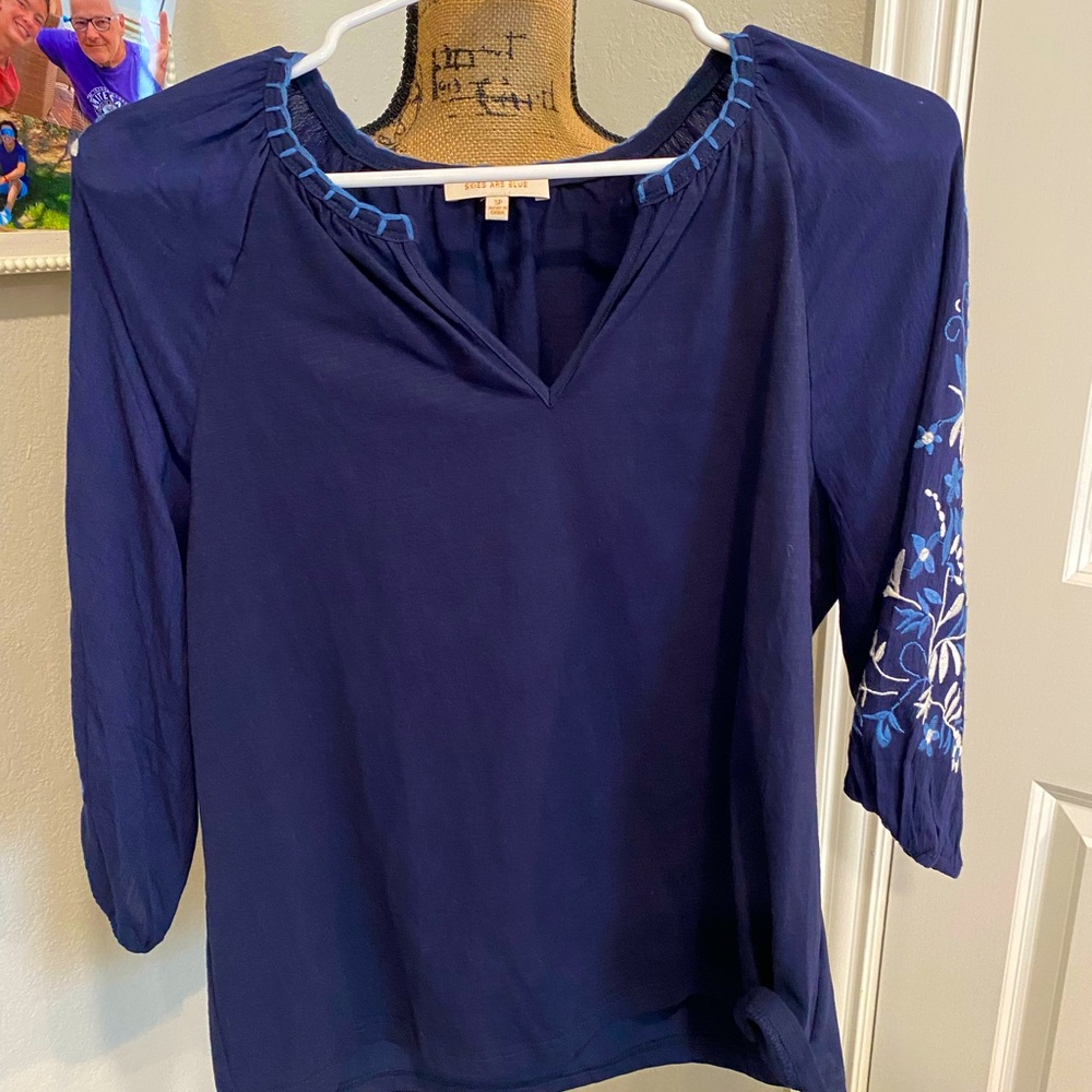 Blue Embroidered Blouse